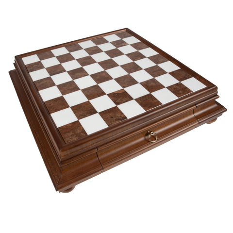 Solid Gold & Silver Chess Set with Luxurious Wood-Alabaster Game Board