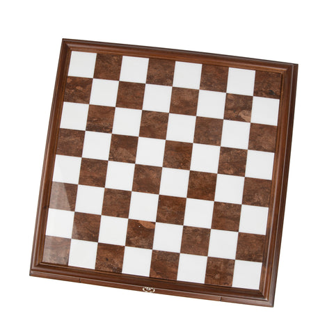 Solid Gold & Silver Chess Set with Luxurious Wood-Alabaster Game Board