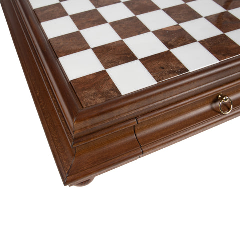 Solid Gold & Silver Chess Set with Luxurious Wood-Alabaster Game Board