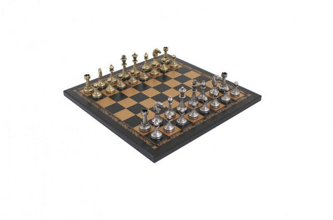 Solid Metal Chess Pieces with Beautiful Leather-like Chessboard