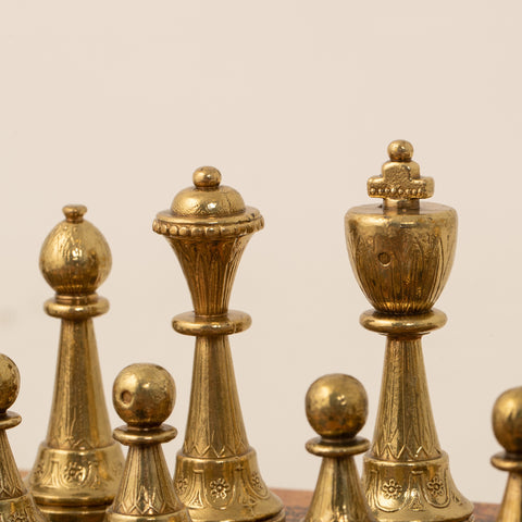 Solid Metal Chess with Leather-Like Ancient Map Board