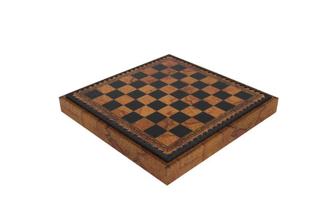 Solid Metal Handpainted Chess Pieces with Beautiful Leather-like Chessboard