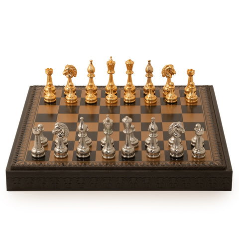 Solid Metal Real Gold/Silver Chess Set with Gameboard/Box