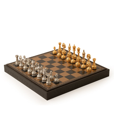 Solid Metal Real Gold/Silver Chess Set with Gameboard/Box