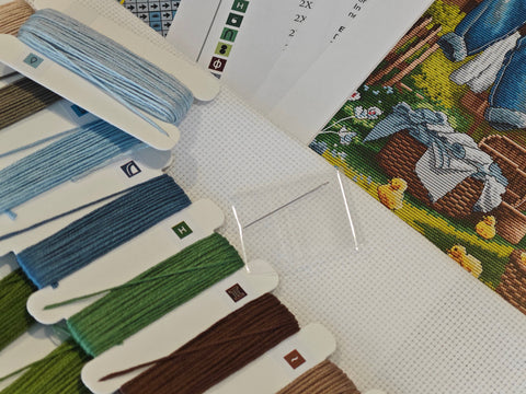 Spring Countryside Landscape Cross Stitch Kit, 60 Colors, AVA Stitch, Aida 16 Fabric, 28.57 cm Design