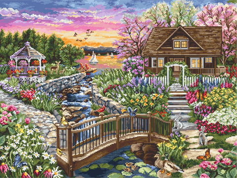 Spring Blooms on the Lake SB2379 - Cross Stitch Kit