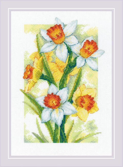 Spring Glow. Daffodils. Cross Stitch kit by RIOLIS Ref. no.: 2189