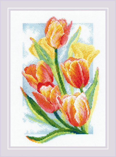 Spring Glow. Tulips. Cross Stitch kit by RIOLIS Ref. no.: 2191 - Hobby.lt ??