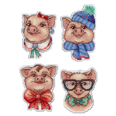 Cross Stitch Kit Cute Piggies. Magnets SR-279