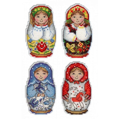 Cross Stitch Kit Russian Dolls. Magnets SR-337