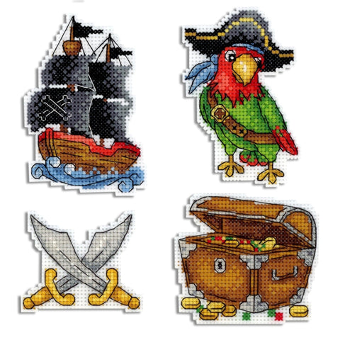 Cross Stitch Kit Pirate Ship. Magnets SR-451