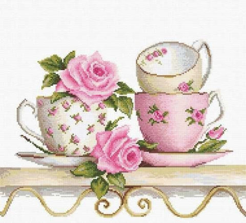 Stacked Tea Cups SB2327 - Cross Stitch Kit