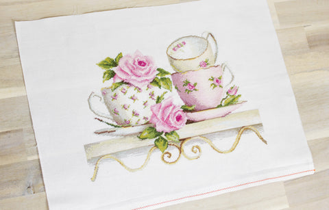 Stacked Tea Cups SBA2327 - Cross Stitch Kit