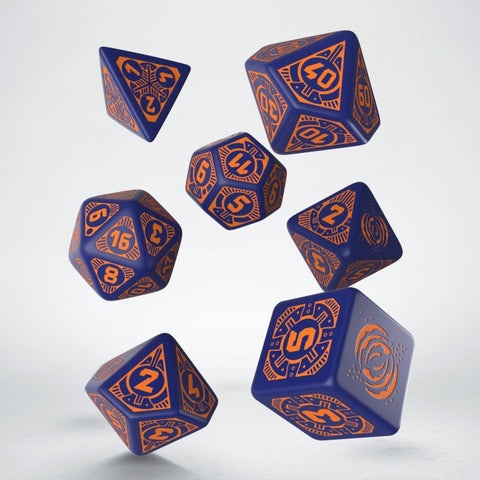 Starfinder Dead Suns Dice Set navy blue and orange