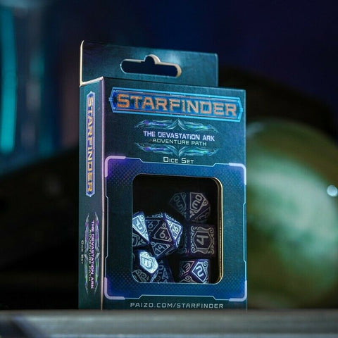 Starfinder Devastation Ark Dice Set purple and white