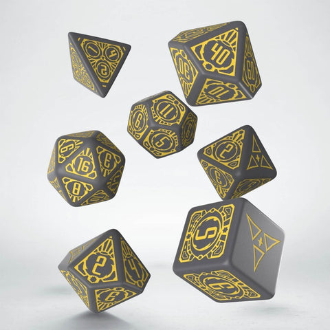 Starfinder Threefold Conspiracy Dice Set gray and yellow