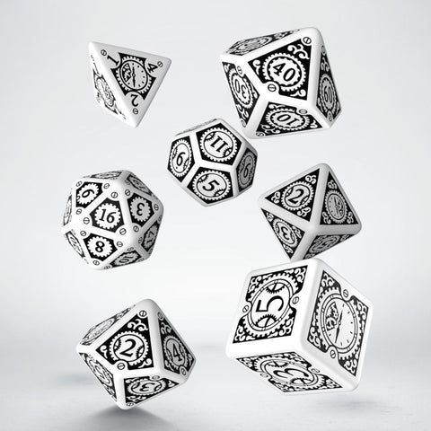 Steampunk Clockwork Dice Set white and black