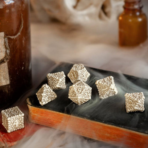 Steampunk Clockwork Dice Set beige and brown