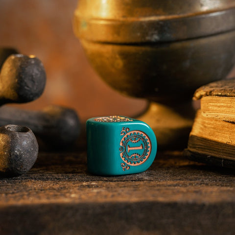 Steampunk Clockwork Dice Set turquoise and copper