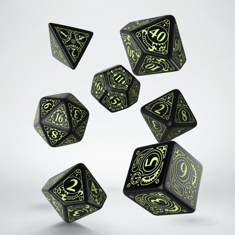 Steampunk Dice Set black and fluorescent