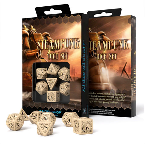 Steampunk Dice Set beige and black