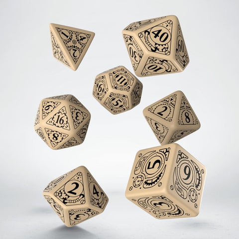 Steampunk Dice Set beige and black