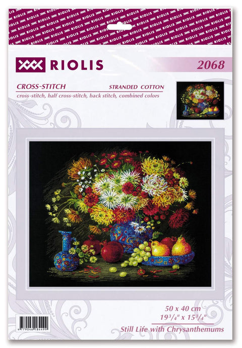 Still Life with Chrysanthemums. Cross Stitch kit by RIOLIS Ref. no.: 2068