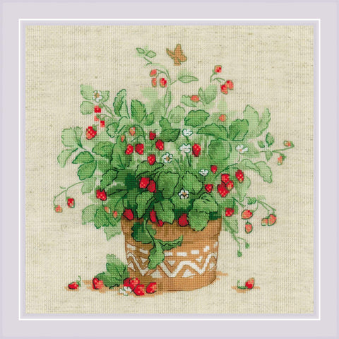 Strawberries in a Pot cross stitch kit by RIOLIS Ref. no.: 1984