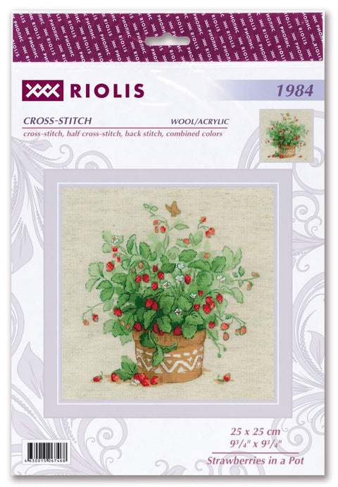 Strawberries in a Pot cross stitch kit by RIOLIS Ref. no.: 1984