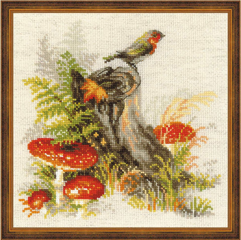 Stump with Fly Agaric - Cross Stitch Kit from RIOLIS Ref. no.:1545