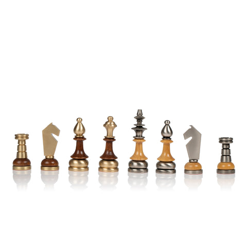 Stylized Modern CHESS SET with Genuine Leather Chess Board