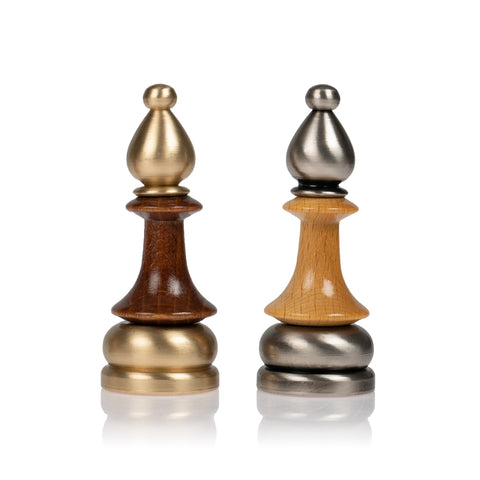 Stylized Modern CHESS SET with Genuine Leather Chess Board