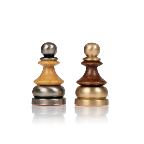 Stylized Modern CHESS SET with Genuine Leather Chess Board