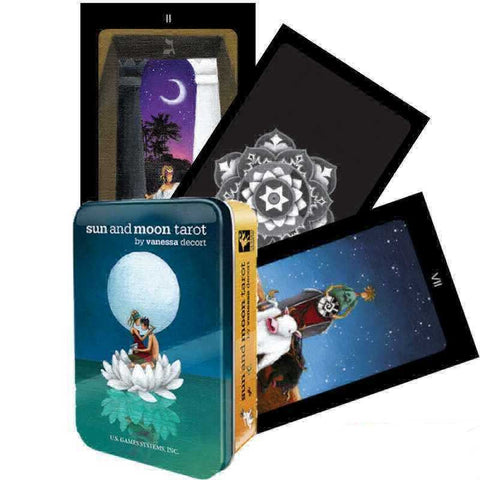 Sun And Moon Tarot cards in a tin US Games Systems