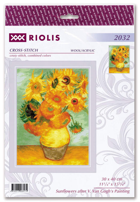 Sunflowers after V. Van Gogh's Painting. Cross Stitch kit by RIOLIS Ref. no.: 2032