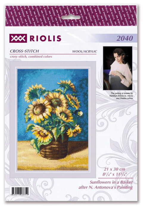 Sunflowers in a Basket after N. Antonova's Painting. Cross Stitch kit by RIOLIS Ref. no.: 2040