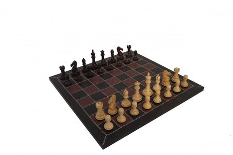 Superior Quality Chess Set with Real Leather Handmade Chessboard