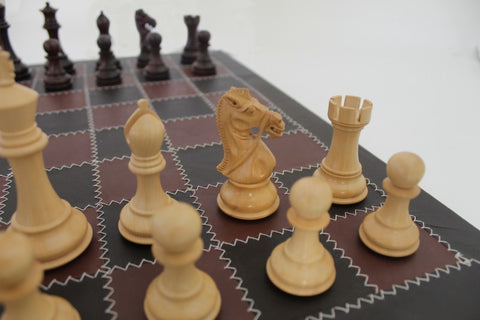 Superior Quality Chess Set with Real Leather Handmade Chessboard