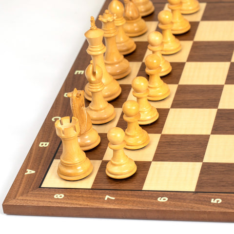 Superior Wooden Chess Set with Numbered Walnut/Maple Chessboard