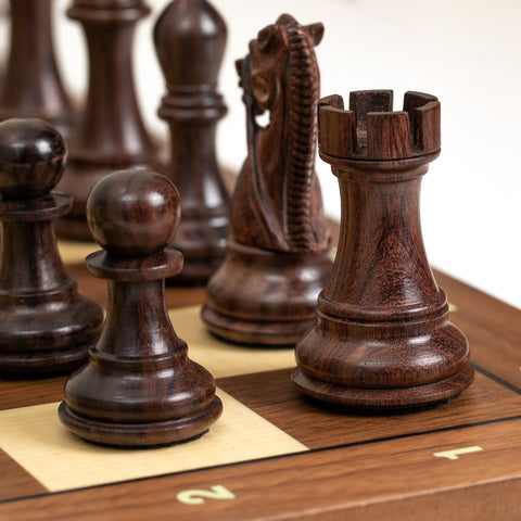 Superior Wooden Chess Set with Numbered Walnut/Maple Chessboard