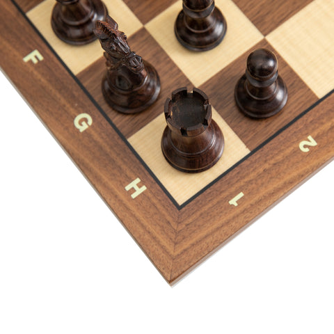 Superior Wooden Chess Set with Numbered Walnut/Maple Chessboard