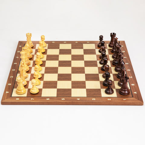 Superior Wooden Chess Set with Numbered Walnut/Maple Chessboard