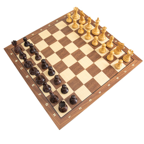 Superior Wooden Chess Set with Numbered Walnut/Maple Chessboard