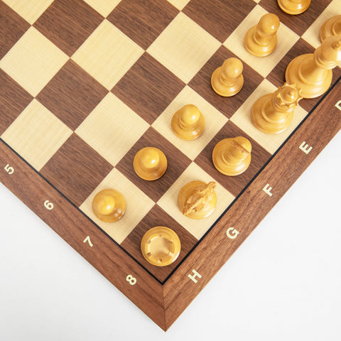 Superior Wooden Chess Set with Numbered Walnut/Maple Chessboard