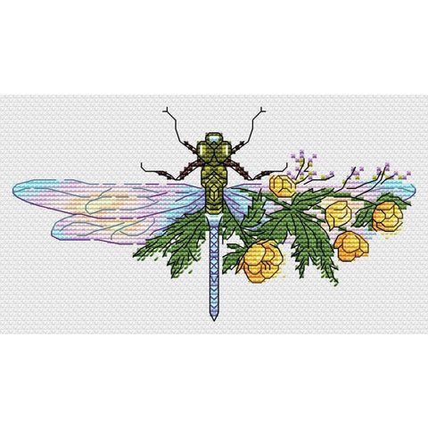 Water Soluble Canvas Flower and Dragonfly