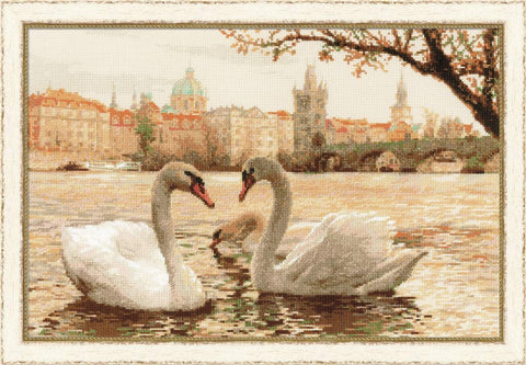 Swans. Prague - Cross Stitch Kit from RIOLIS Ref. no.:1364