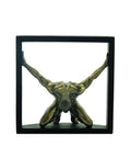 Modern Bronze Man in Square Sculpture
