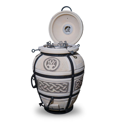 Atamanas Ceramic Tandoor Oven with Hinged Lid, Outdoor Grill for Meat, Vegetables and Other Dishes, HOBi.LT