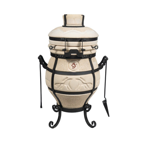 Ceramic Tandoor Grill with Hinged Lid for Shashlik and Roasts, 48L Outdoor Cooker, 12 Skewers, HOBi.LT