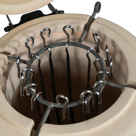 Ceramic Tandoor Grill with Hinged Lid for Shashlik and Roasts, 48L Outdoor Cooker, 12 Skewers, HOBi.LT
